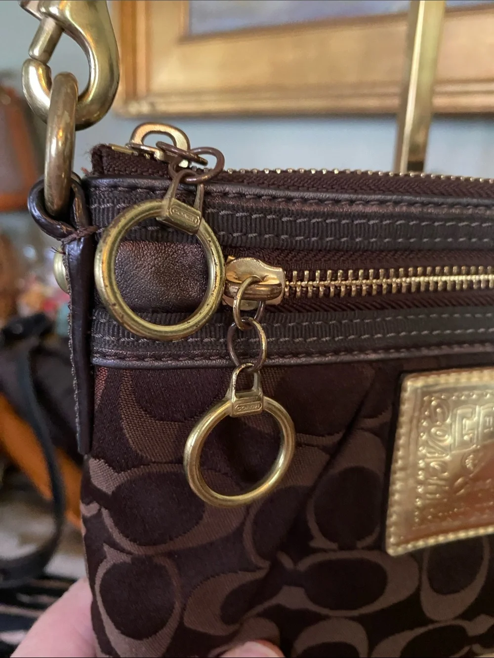 COACH Poppy Brown and Gold Mini Bag w/ Double Hangtags